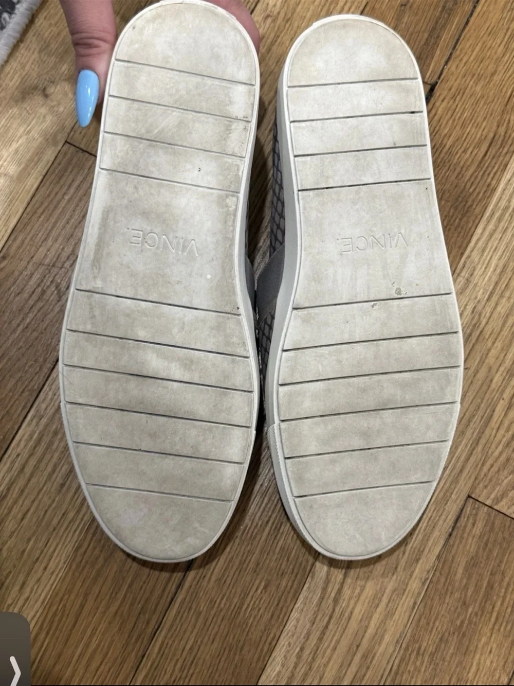 VINCE Grey - Tan Snake Embossed Leather Slip On Sneaker Shoe Women Size 8.5